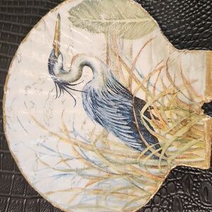 One Of A Kind Handmade Blue Heron Embellished Seashell